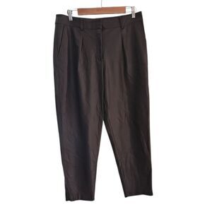 Calvin Klein Faux Leather Pants Sz 8 Brown Straight Leg Mid Rise Minimalist NWOT